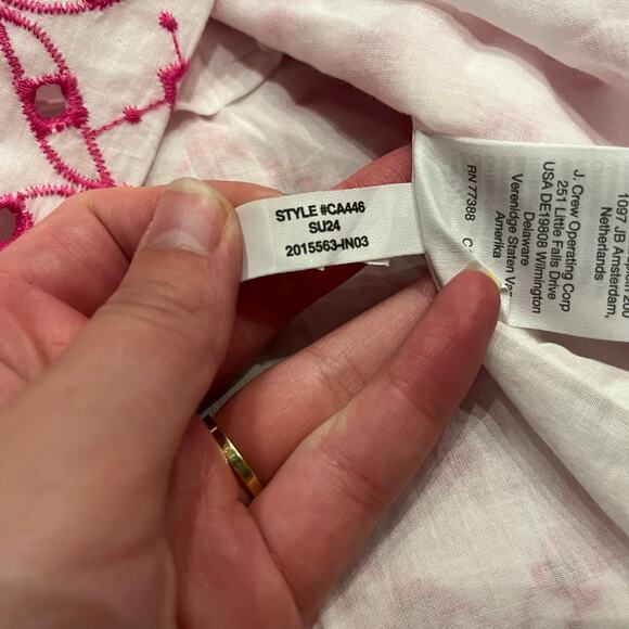 NWT J Crew One Shoulder Eyelet Mini Dress Sz 12 Pink White Boho Preppy Summer - Picture 7 of 8